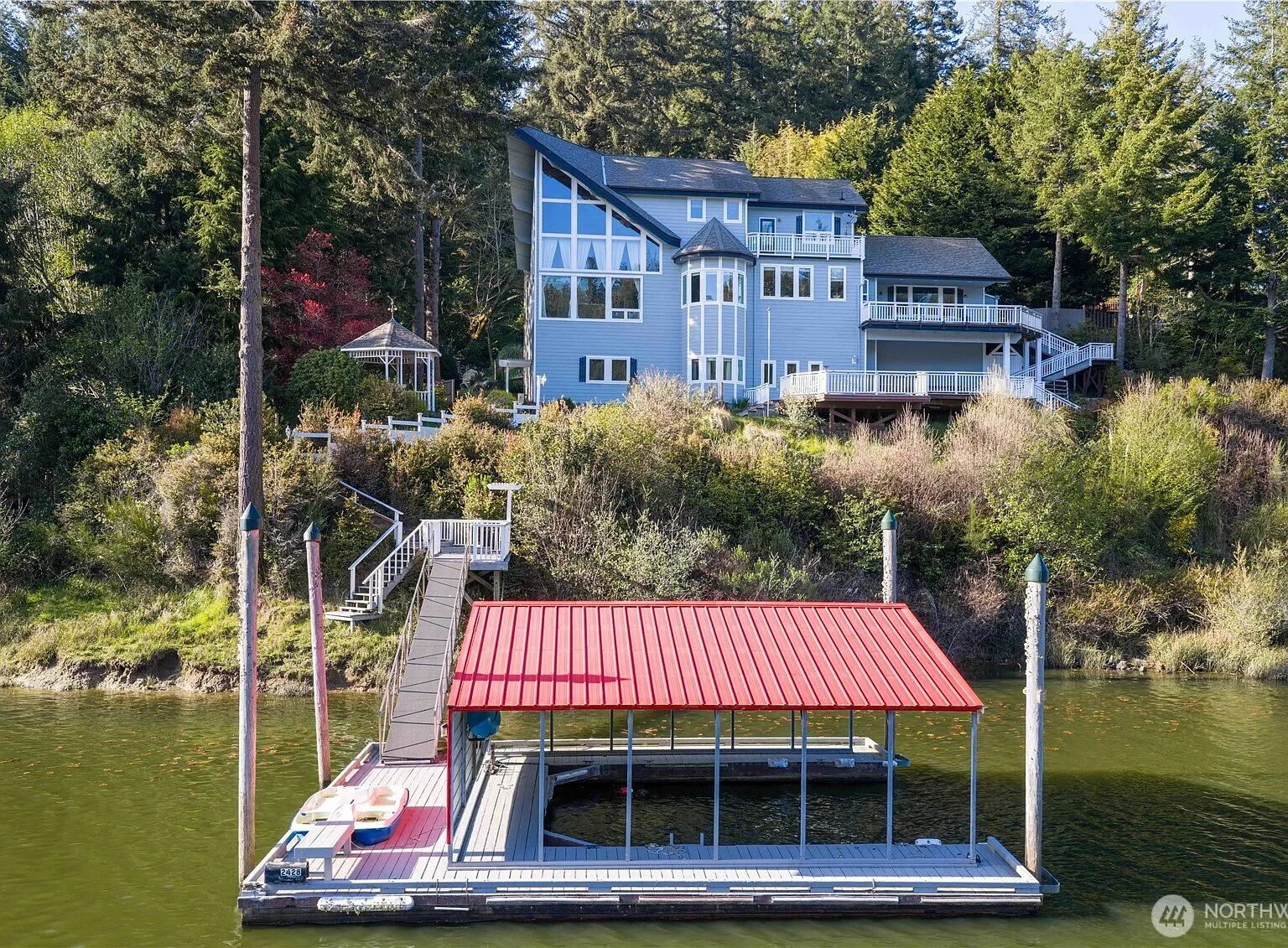 The Tenmile Lake Estate with Its Own Boat Slip and Guest Cabin